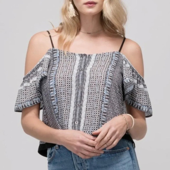 NWT Revolve Greylin Keeley Off Shoulder Button Top - Picture 3 of 10